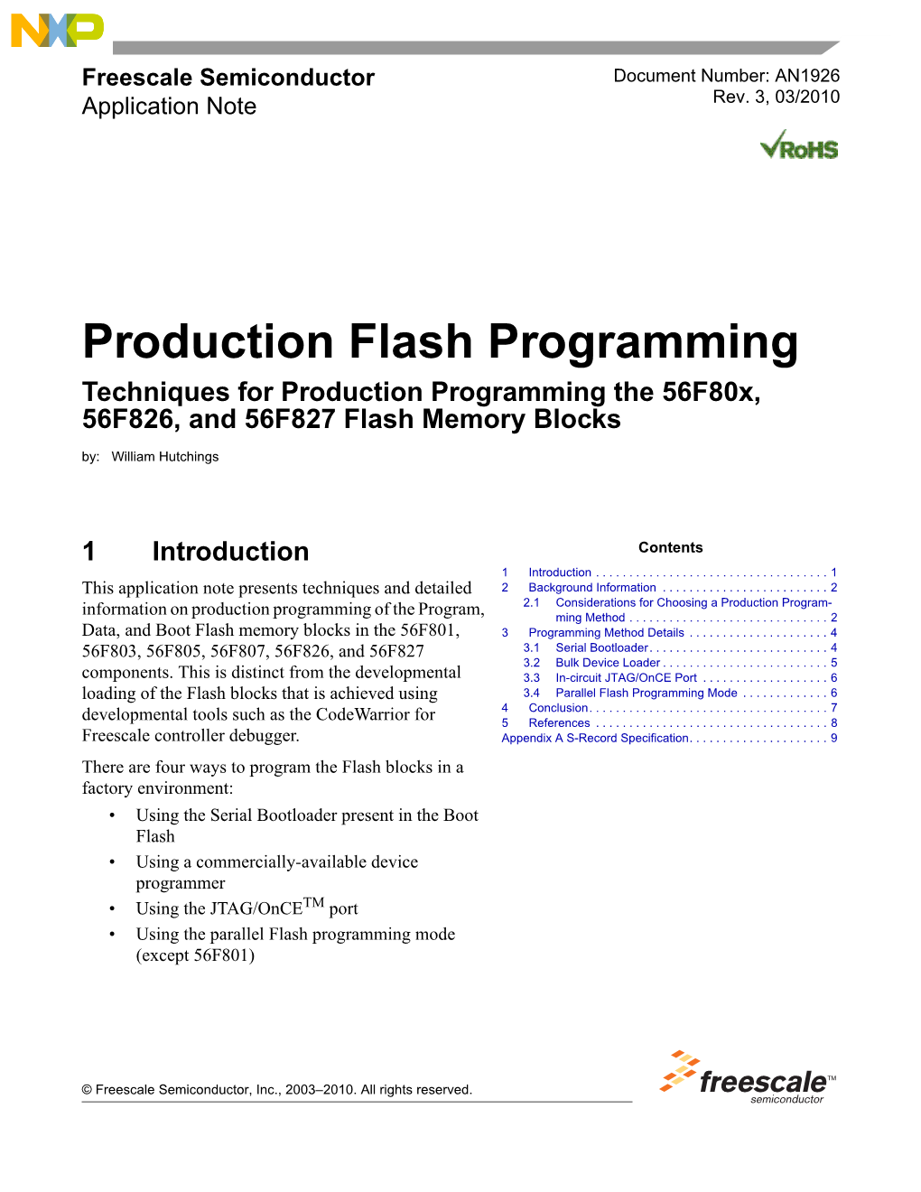Production Flash Programming for 56F800
