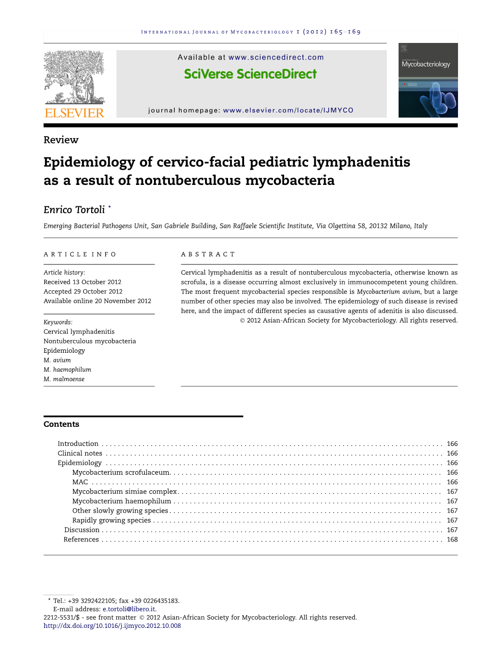 Epidemiology of Cervico-Facial Pediatric Lymphadenitis As a Result of Nontuberculous Mycobacteria