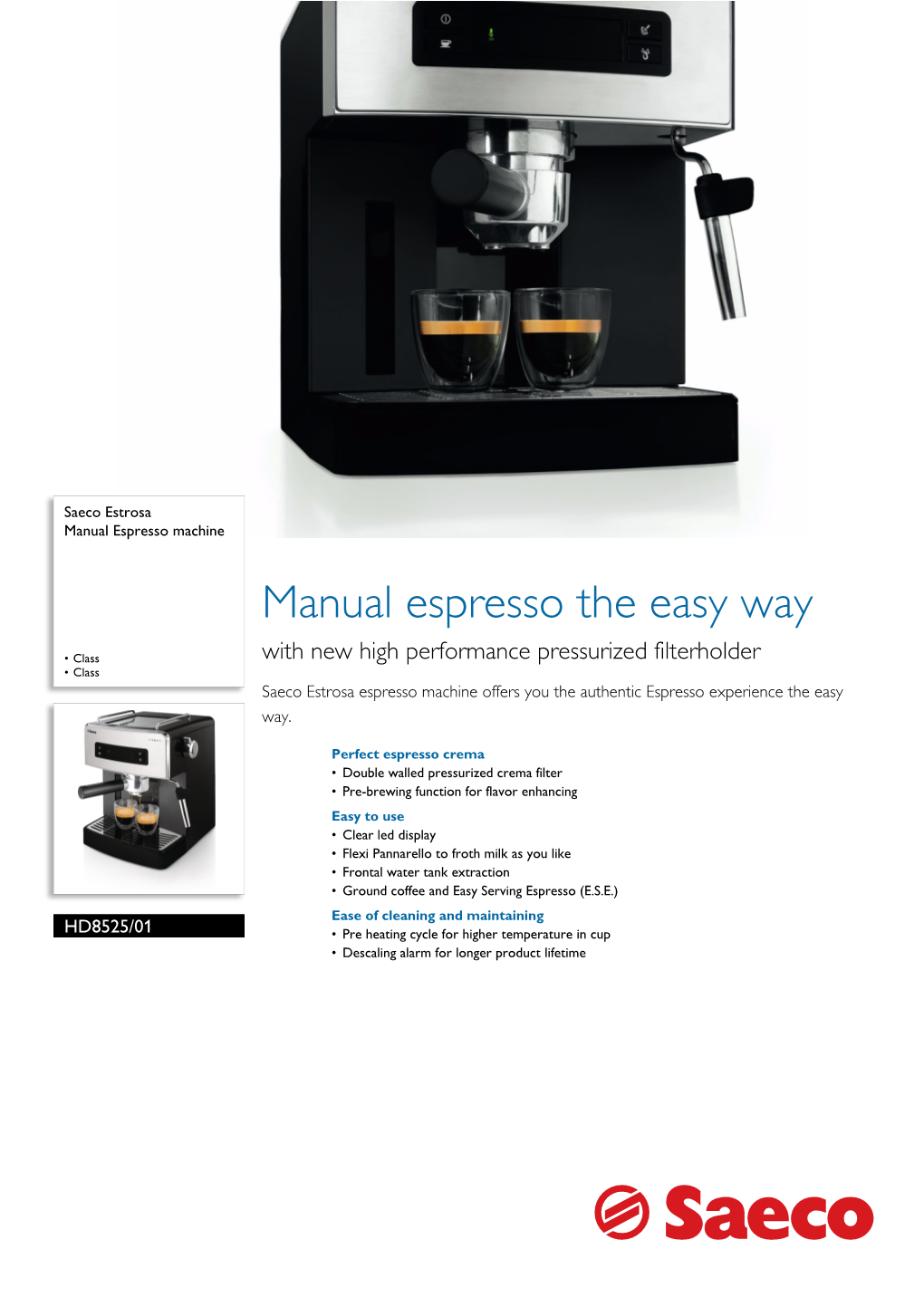 HD8525/01 Saeco Manual Espresso Machine
