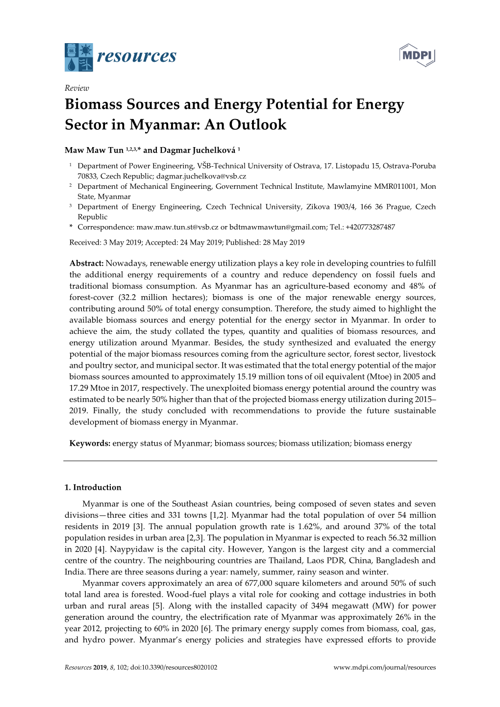 Biomass Sources and Energy Potential for Energy Sector in Myanmar: an Outlook