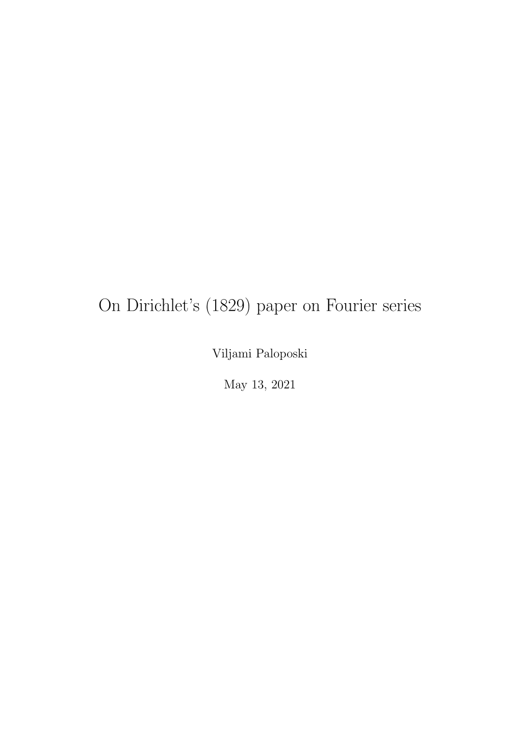 Paper on Fourier Series