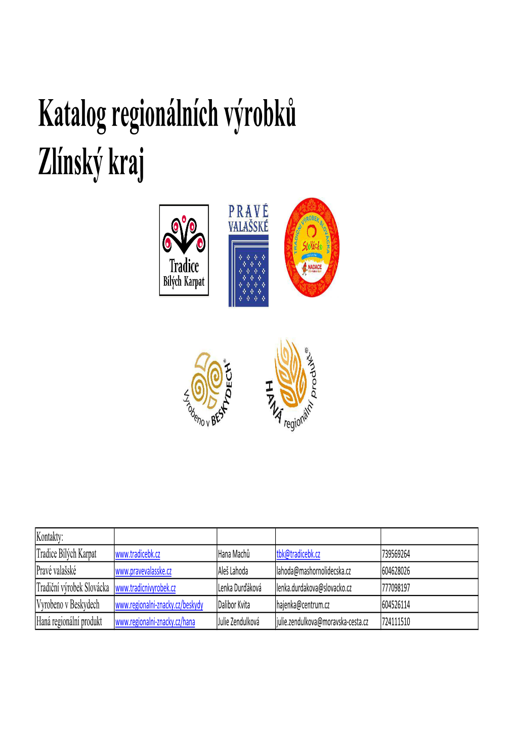 Katalog Regionálních Výrobků Zlínský Kraj