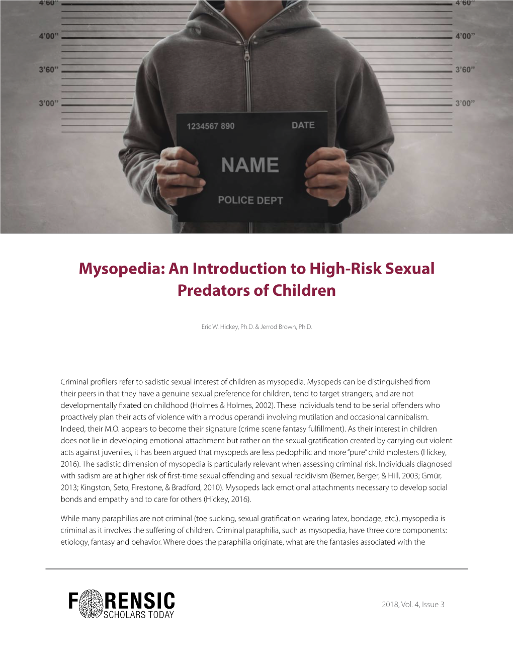 Mysopedia: an Introduction to High-Risk Sexual Predators of Children