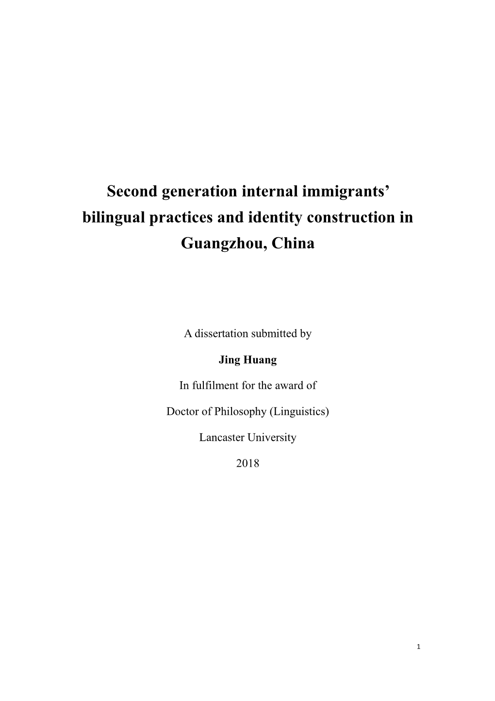 Second Generation Internal Immigrants' Bilingual