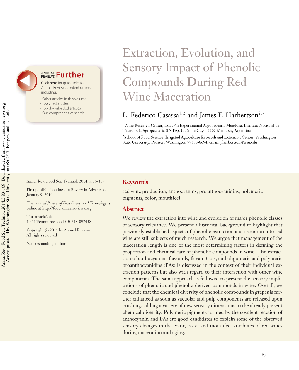 Extraction, Evolution, and Sensory Impact of Phenolic Compounds During Red Wine Maceration