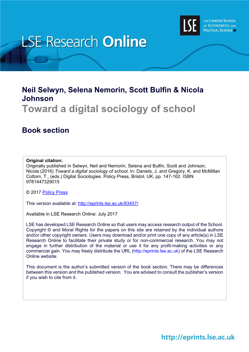 Toward a Digital Sociology of School