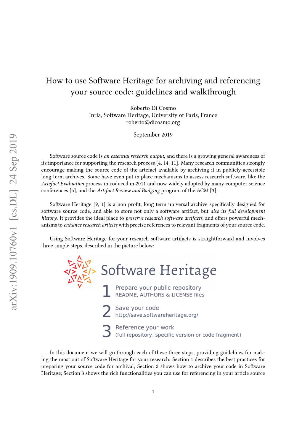 How to Use Software Heritage for Archiving and Referencing Your Source Code: Guidelines and Walkthrough