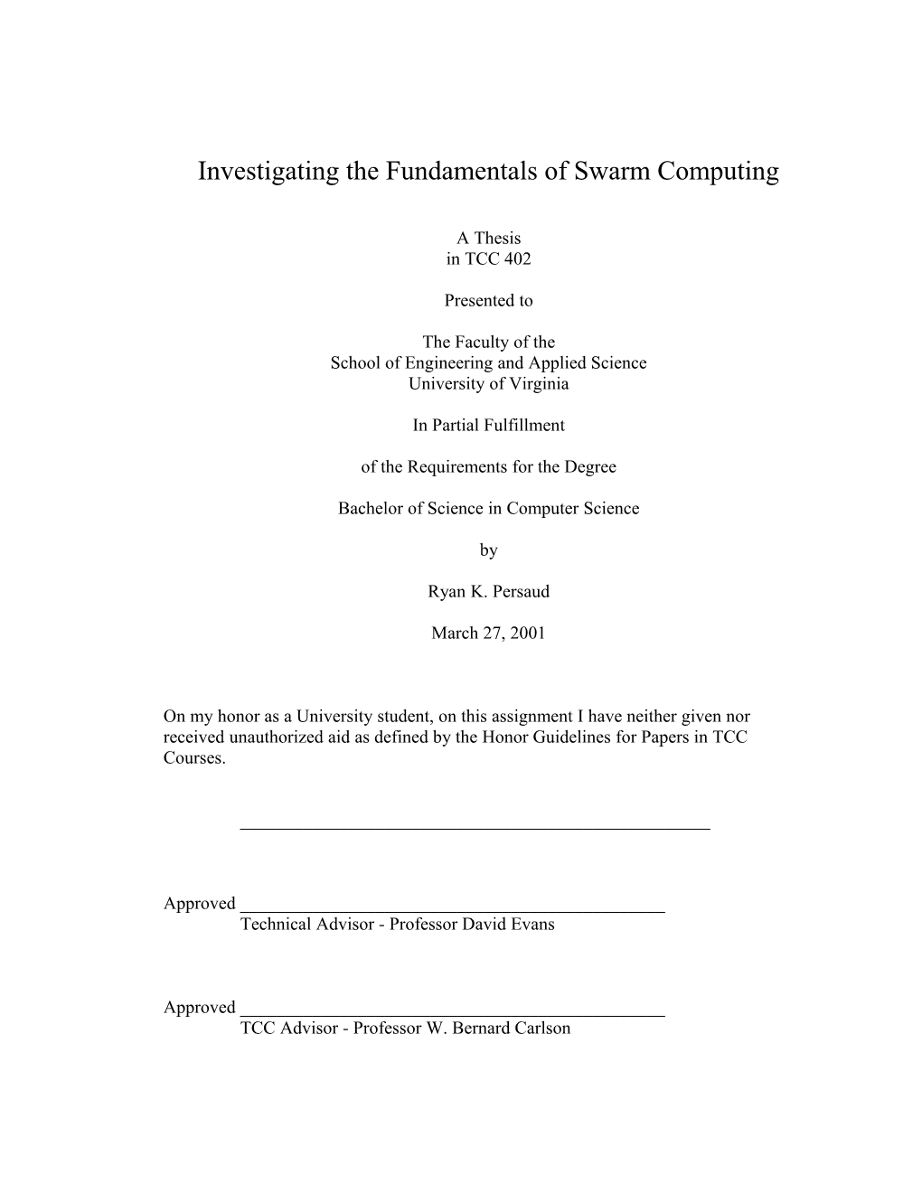 Chapter One: Swarm Computing Now and in the Future