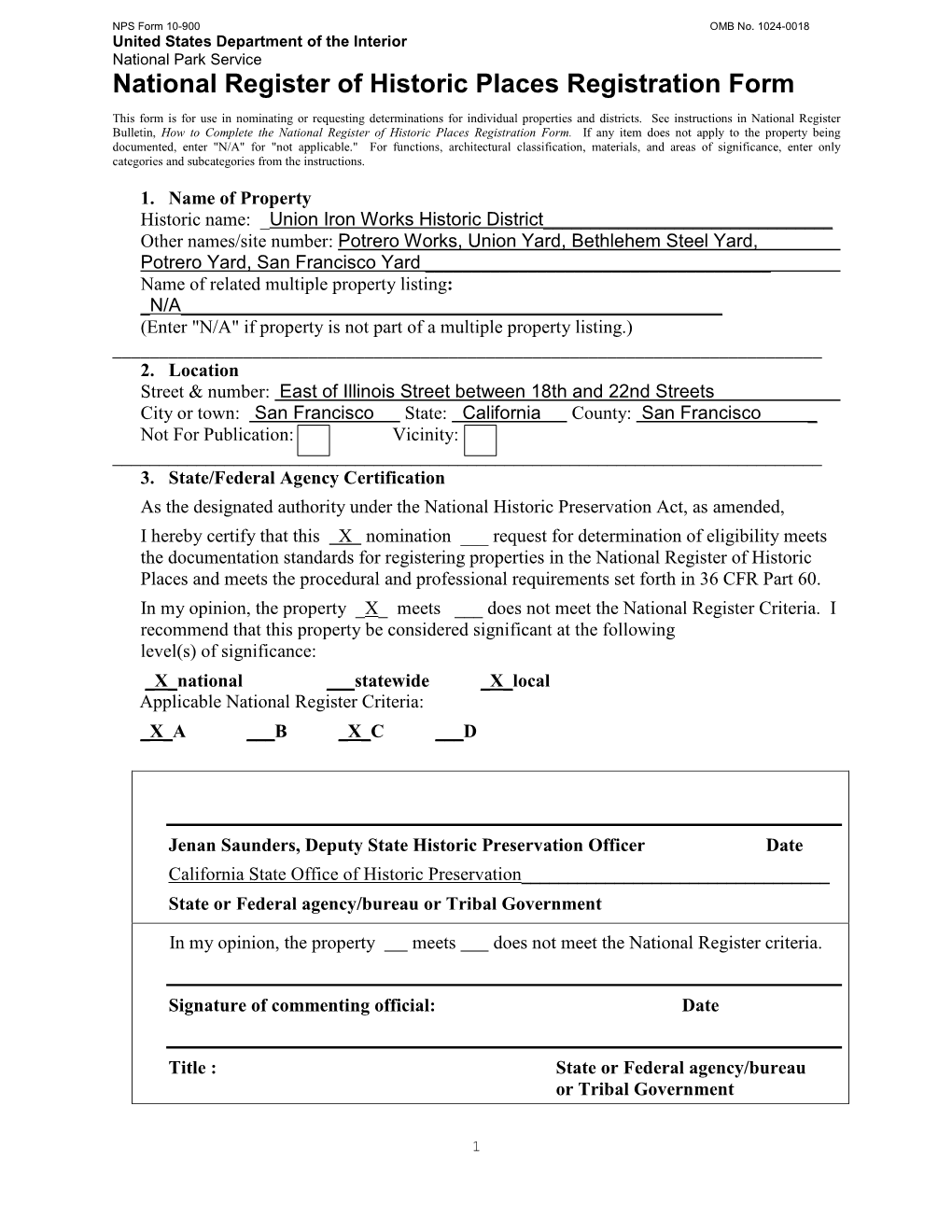 National Register of Historic Places Registration Form