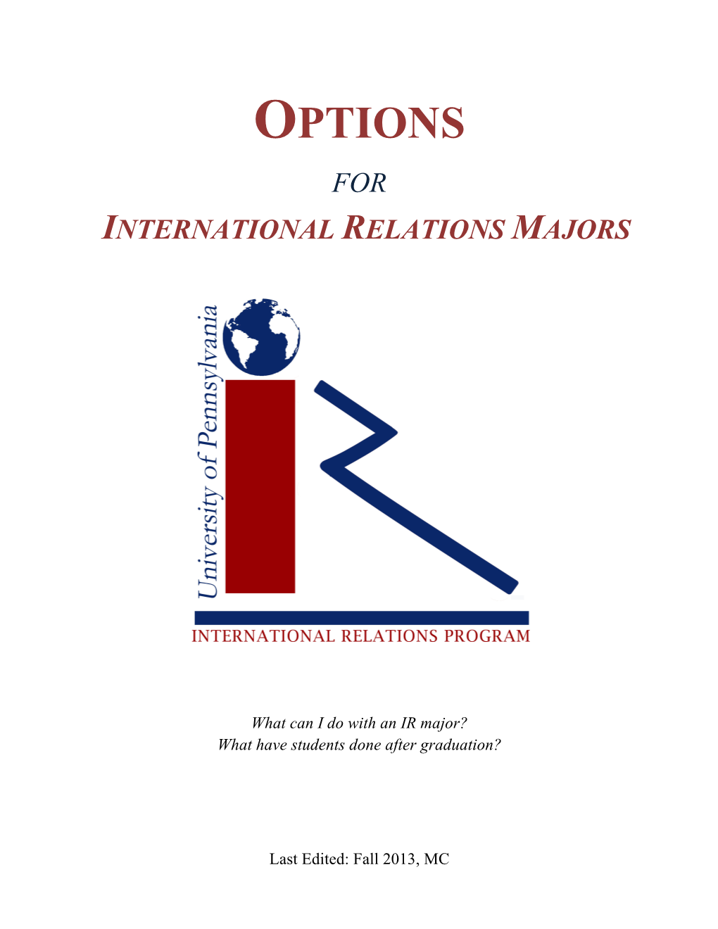 Options for International Relations Majors