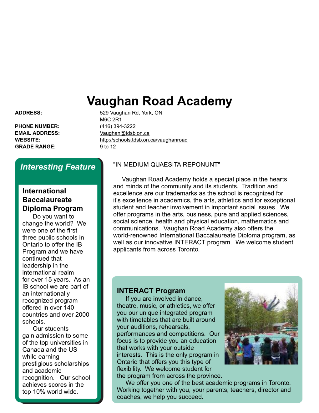 Vaughan Road Academy