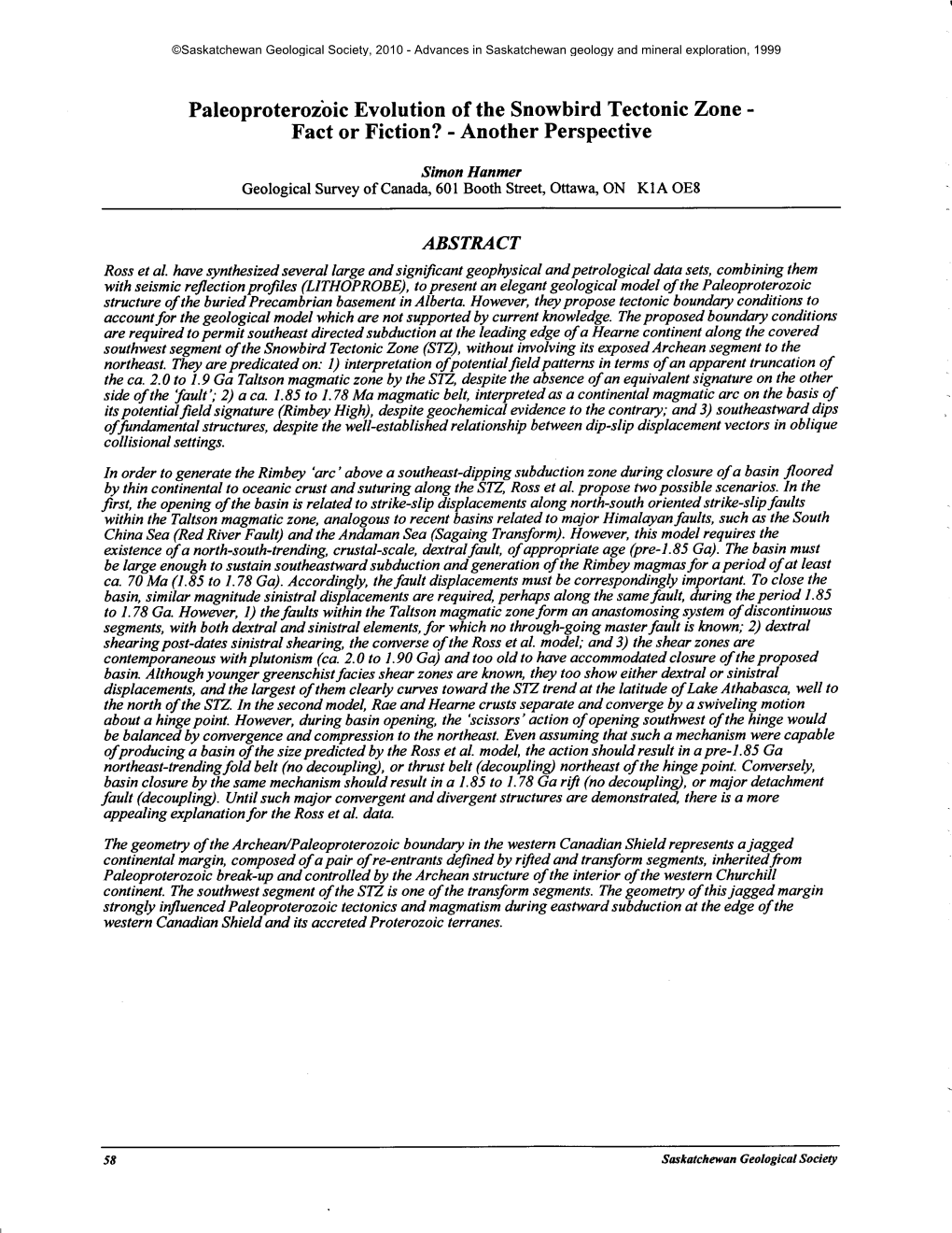 Paleoproterozoic Evolution of the Snowbird Tectonic Zone