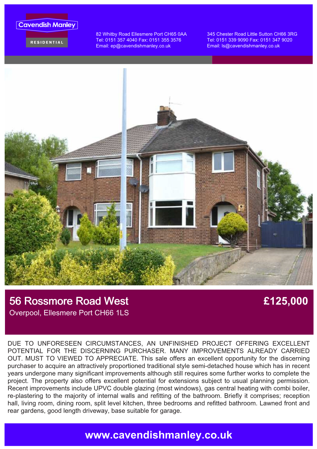 56 Rossmore Road West £125,000