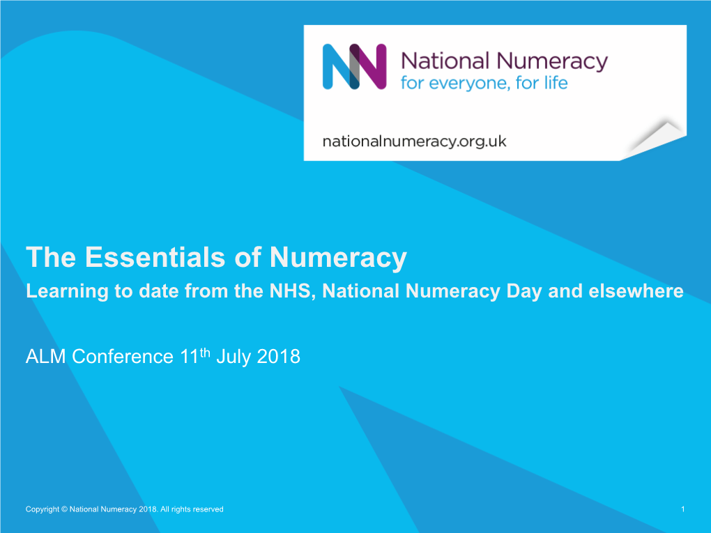 The Essentials of Numeracy Learning to Date from the NHS, National Numeracy Day and Elsewhere
