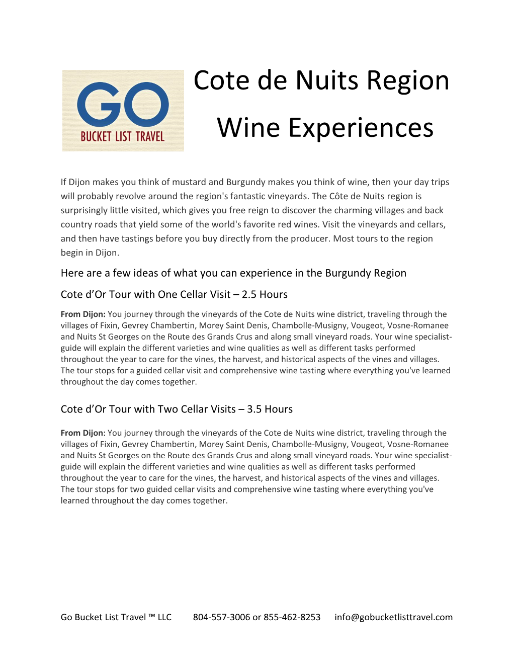 Cote De Nuits Region Wine Experiences