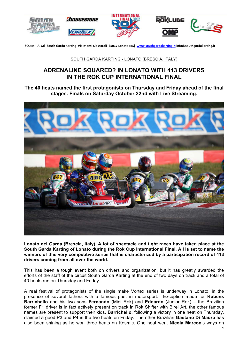 In Lonato with 413 Drivers in the Rok Cup International Final