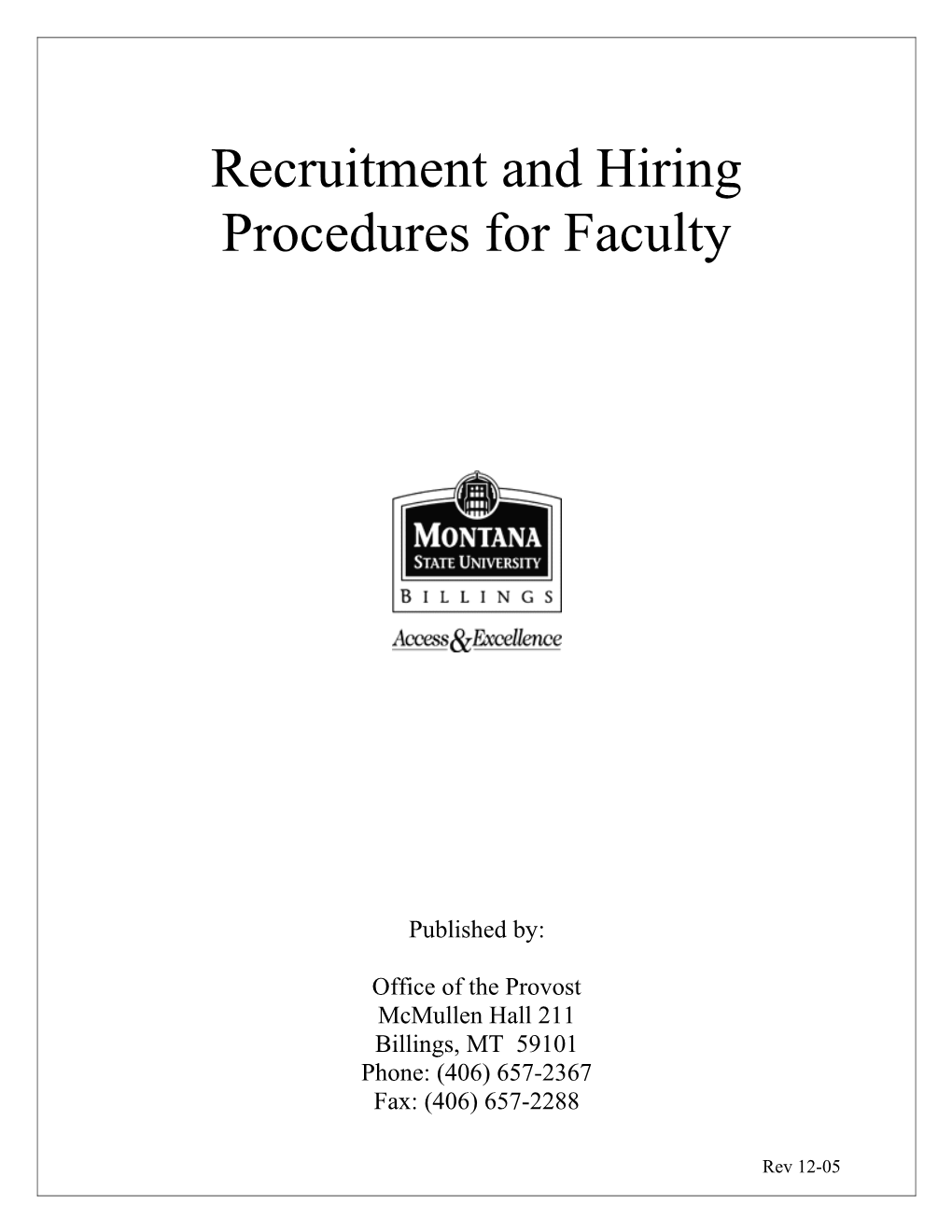 Recruitment And Hiring Procedures For Faculty