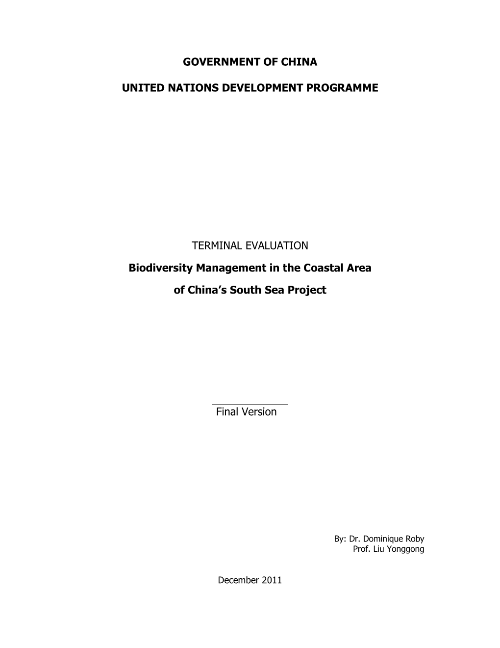 Government of China United Nations Development