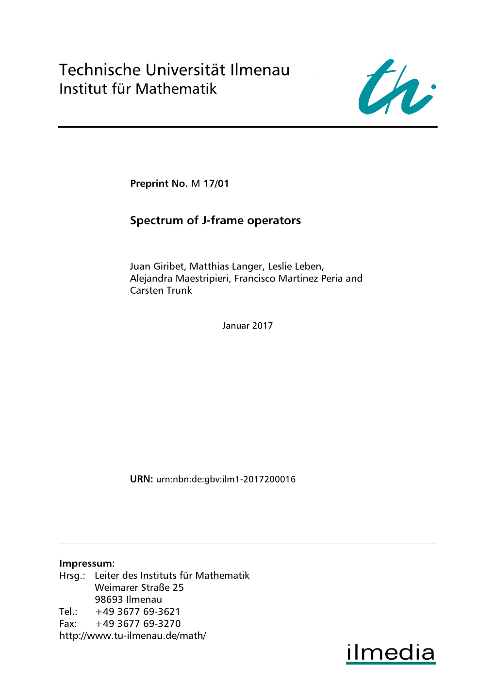 Spectrum of J-Frame Operators