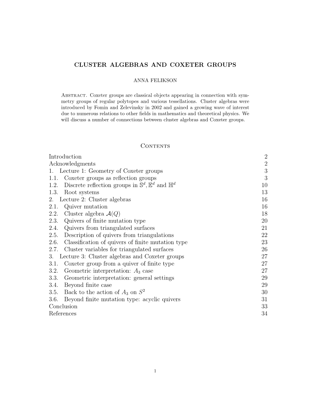 Cluster Algebras and Coxeter Groups