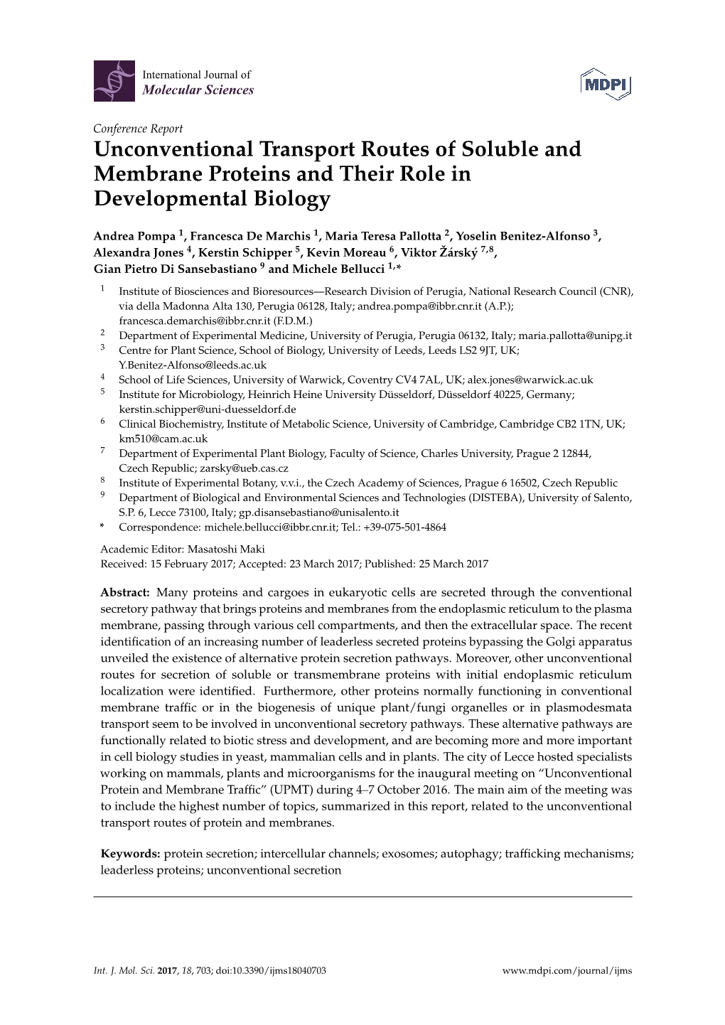 Unconventional Transport Routes of Soluble and Membrane Proteins and Their Role in Developmental Biology