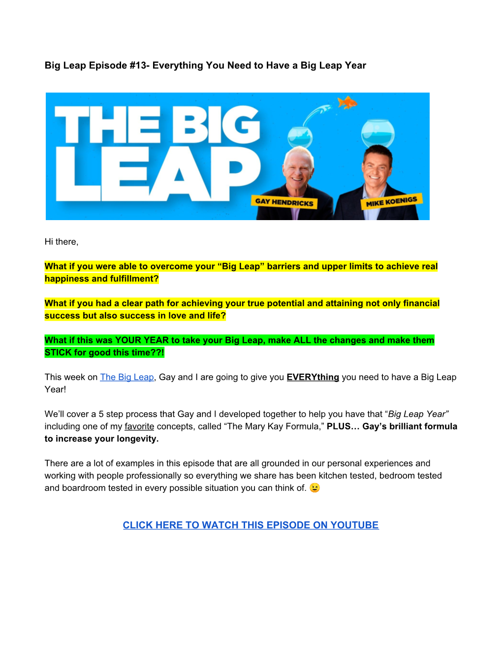 Big Leap Episode #13- Everything You Need to Have a Big Leap Year