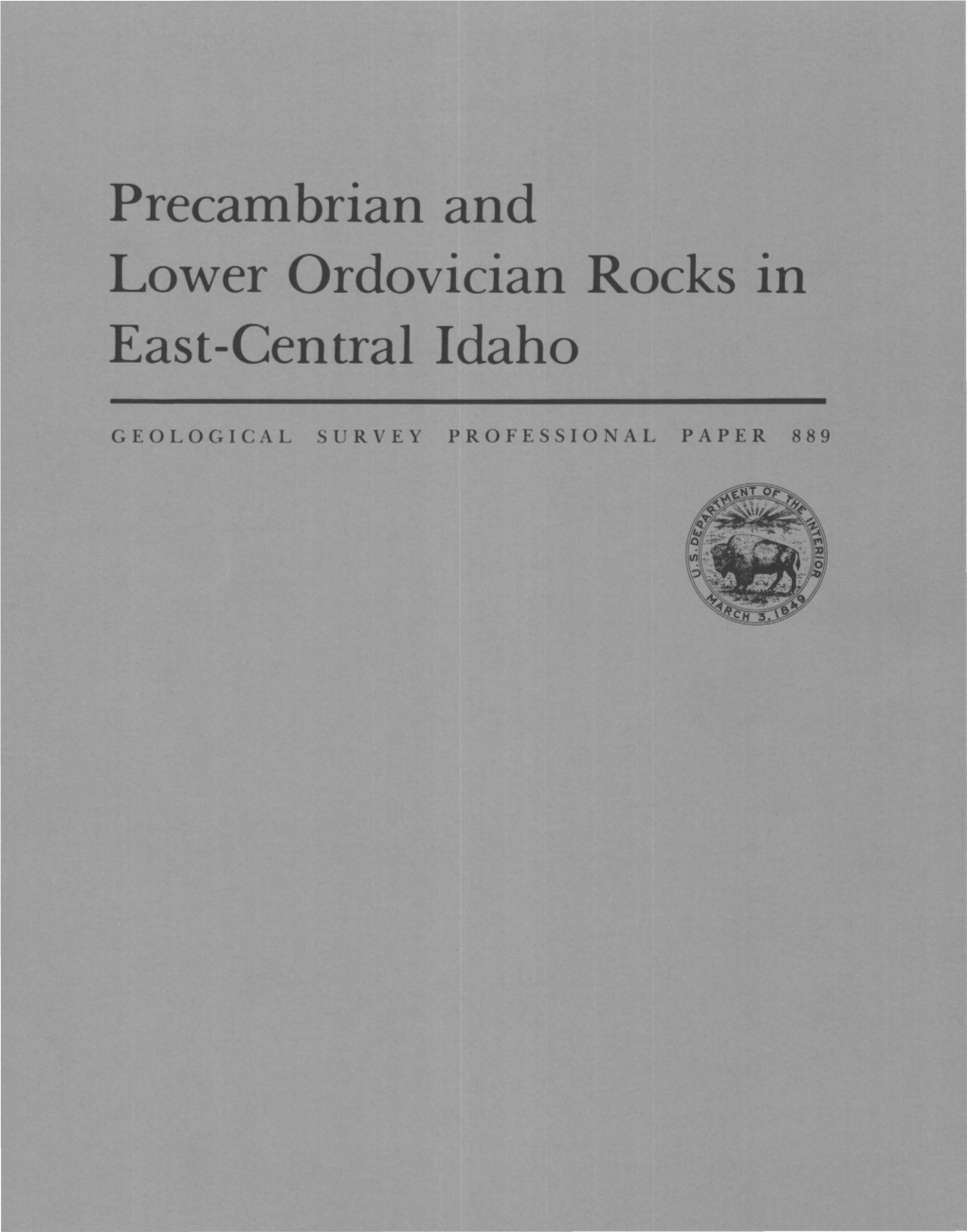 Precambrian and Lower Ordovician Rocks in East-Central Idaho