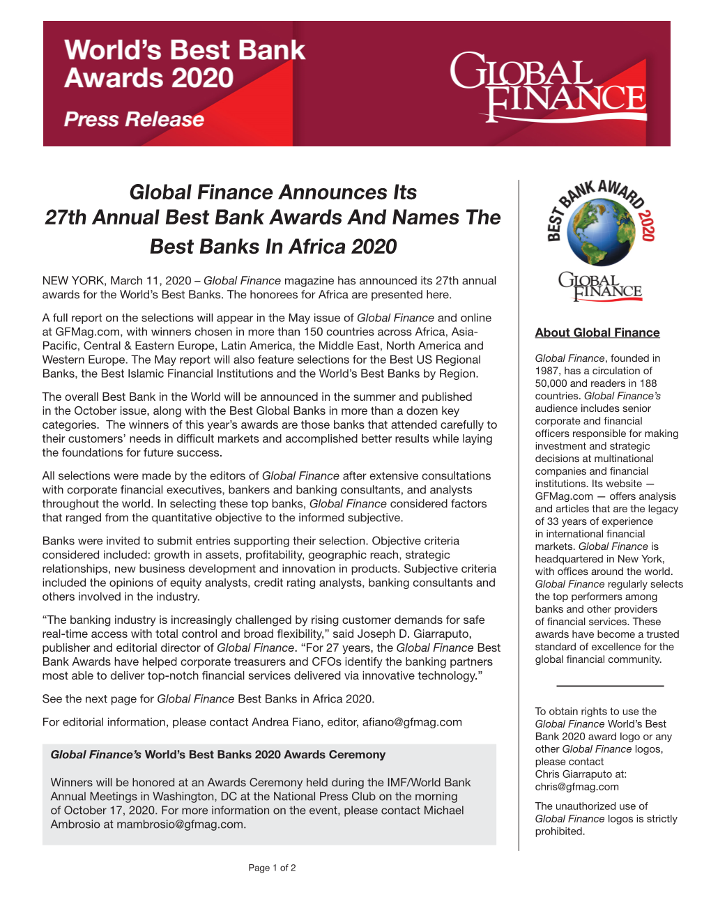 World's Best Banks 2020