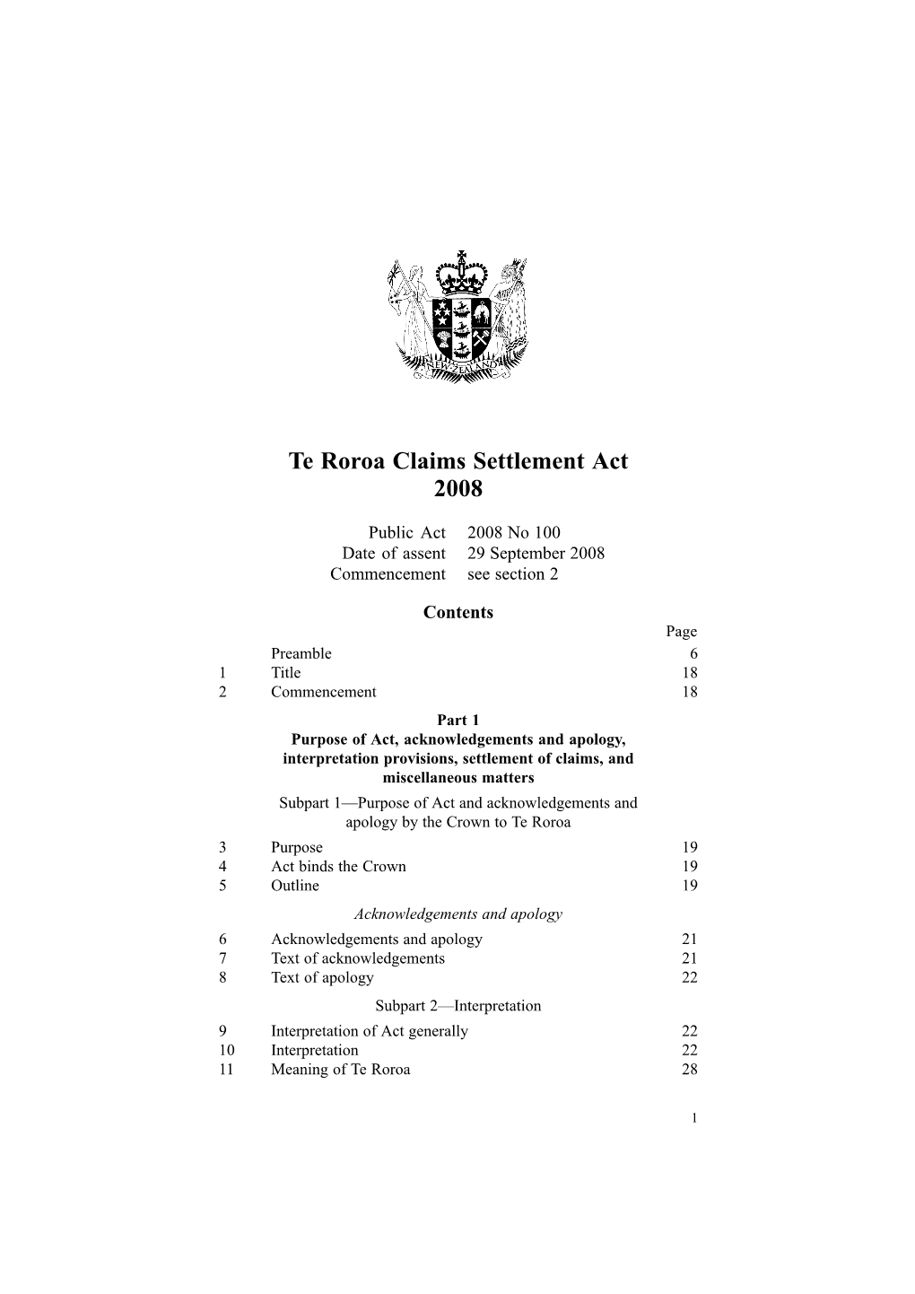 Te Roroa Claims Settlement Act 2008