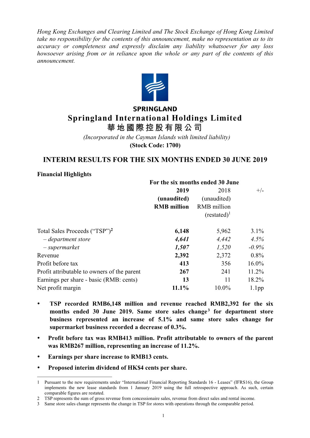 Springland International Holdings Limited