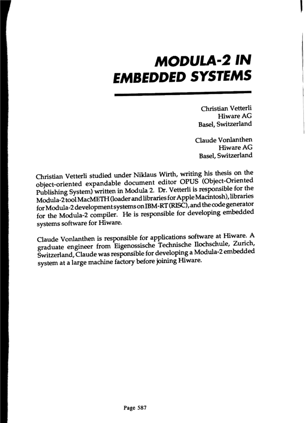 Modula-2In Embedded Systems