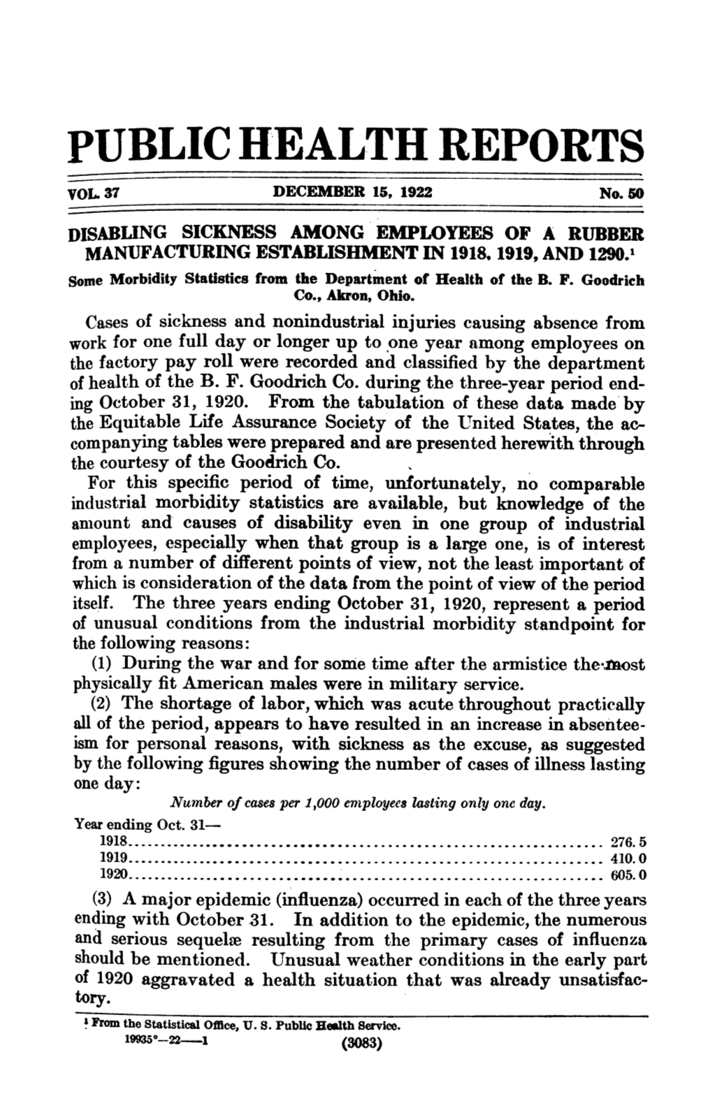 Of Death Among the Company's Factory Employees? the Mortality Recor (L for the Insured Workers Goes Back to November 1915, Whea