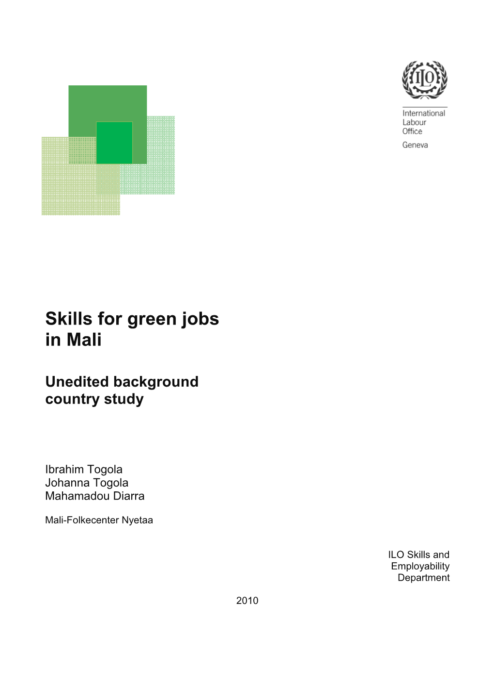 Skills for Green Jobs in Mali
