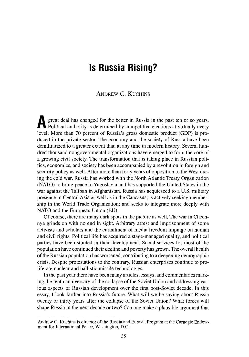 Is Russia Rising?