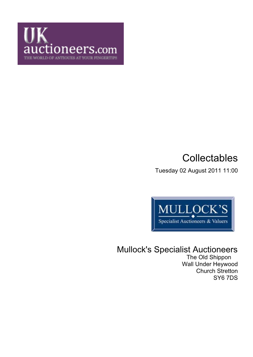 Collectables Tuesday 02 August 2011 11:00