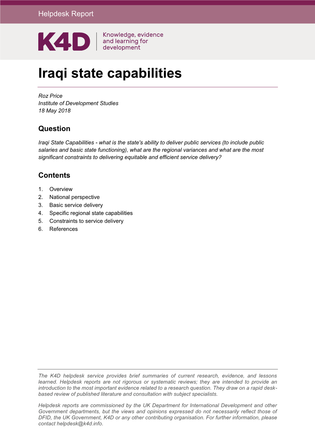 Iraqi State Capabilities