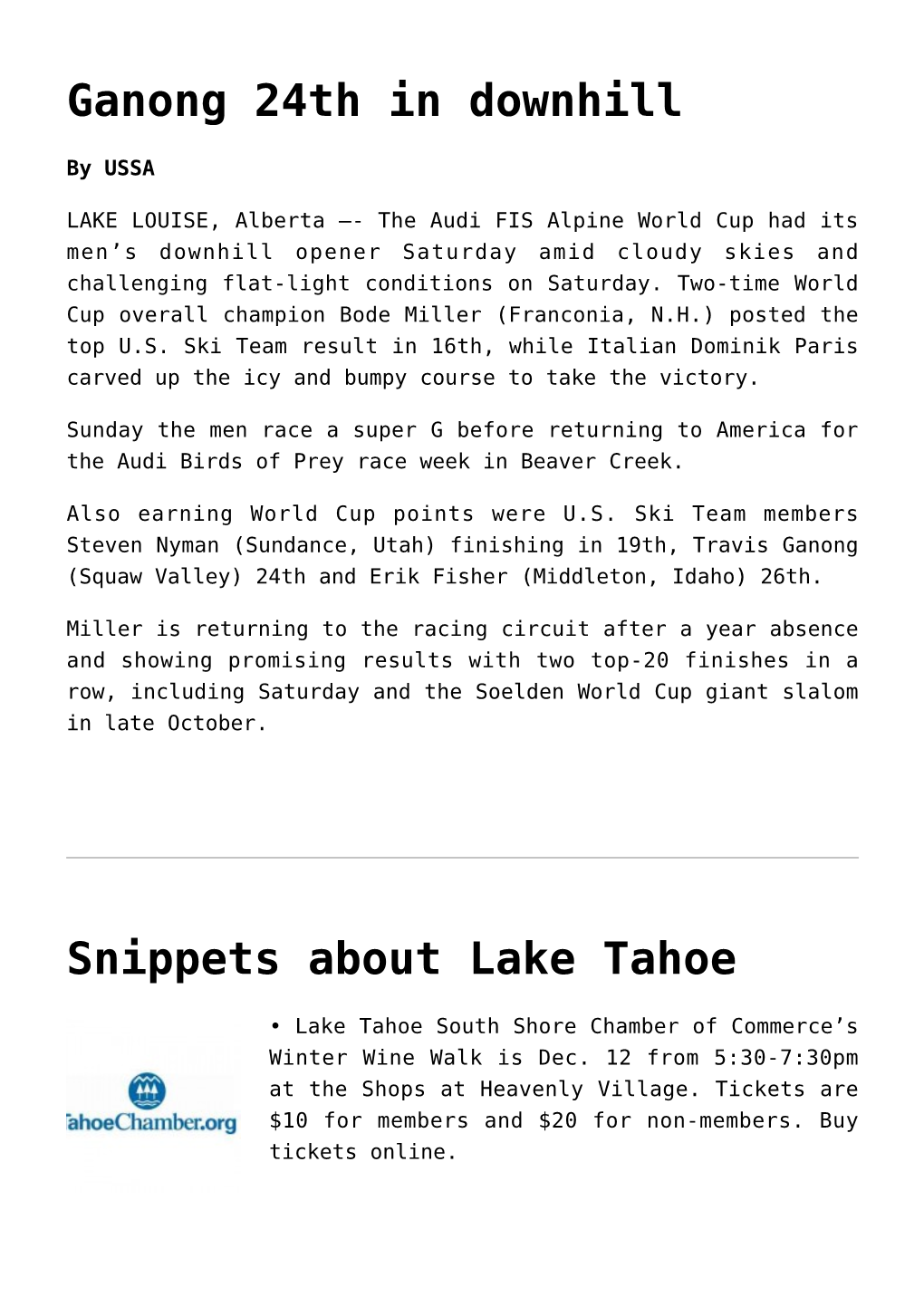 Ganong 24Th in Downhill,Snippets About Lake
