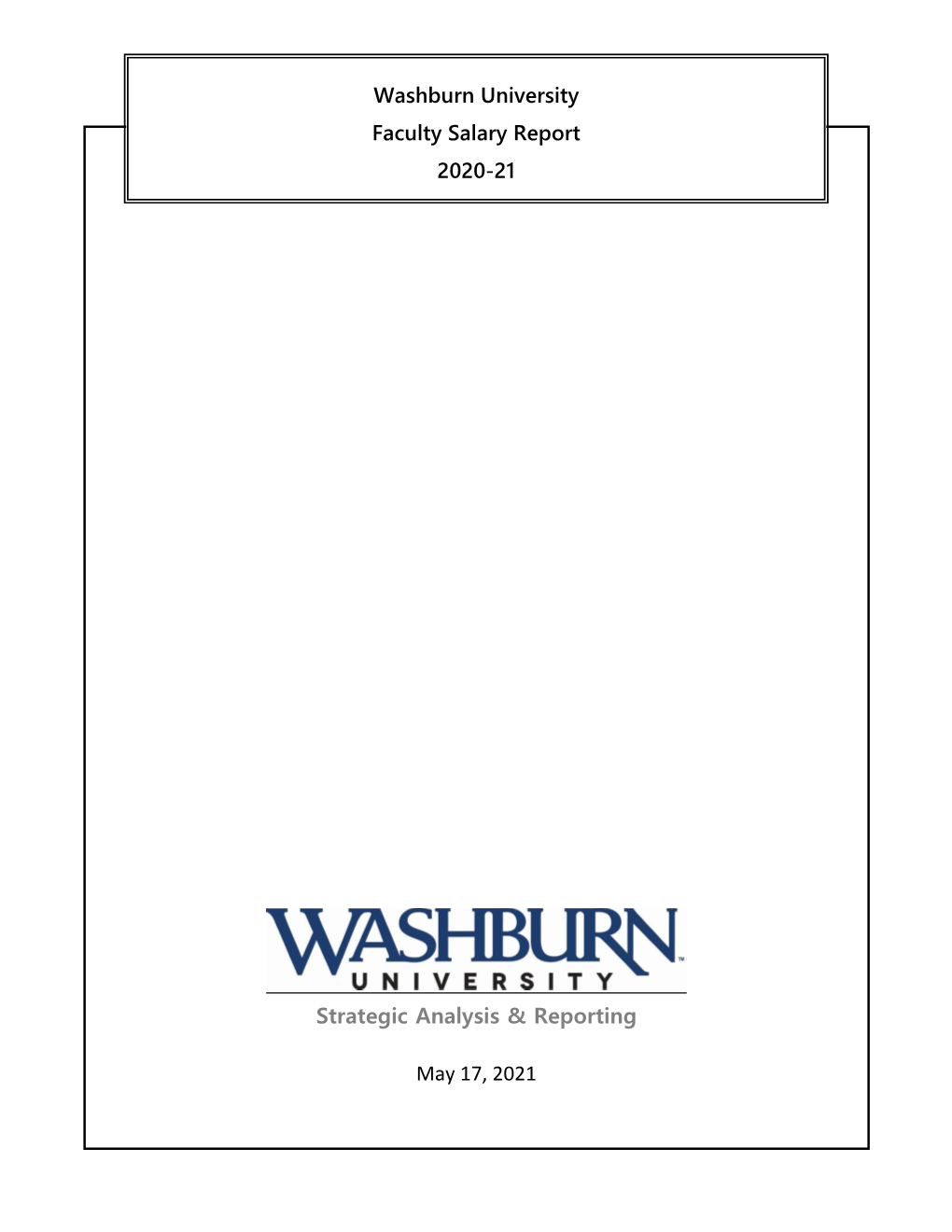 Washburn University Faculty Salary Report 2020-21