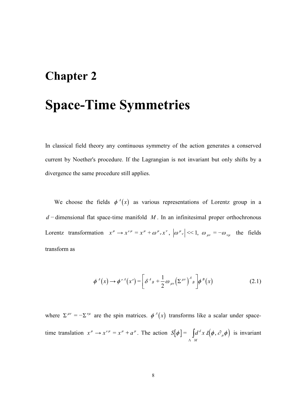 Space-Time Symmetries