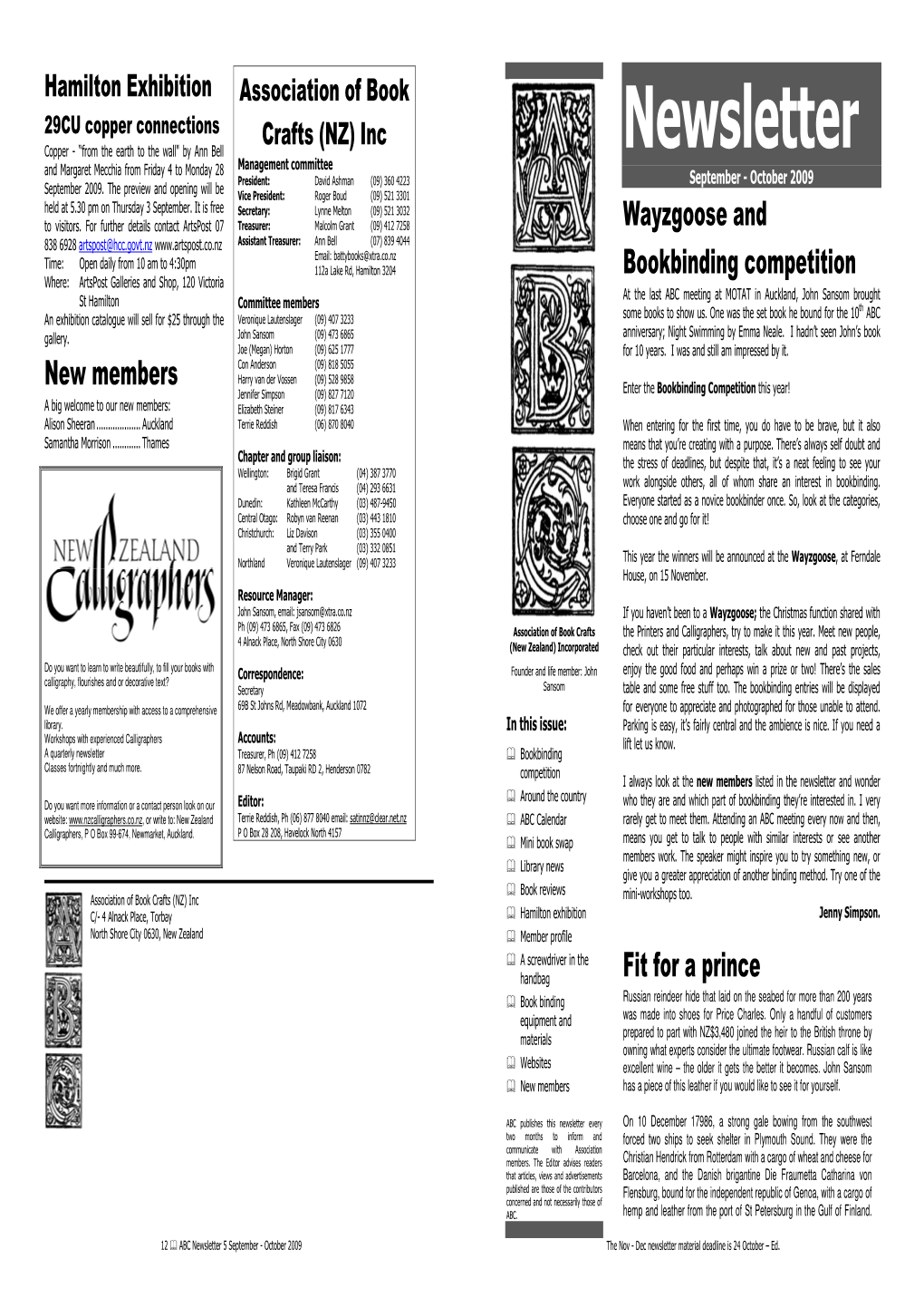 Sep-Oct 2009 Newsletter