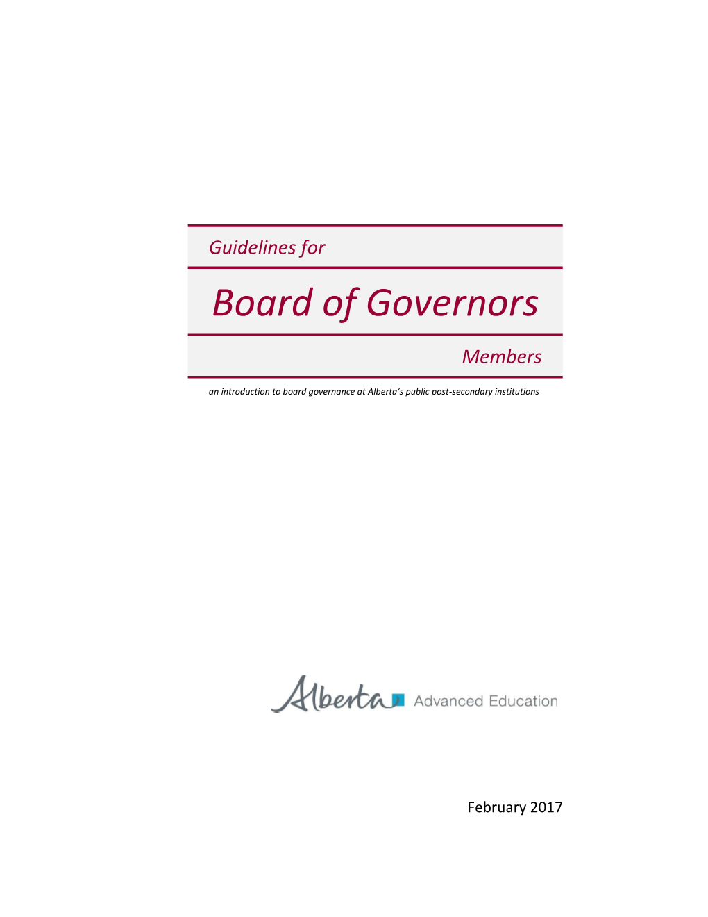 Guidelines for Board of Governors Members