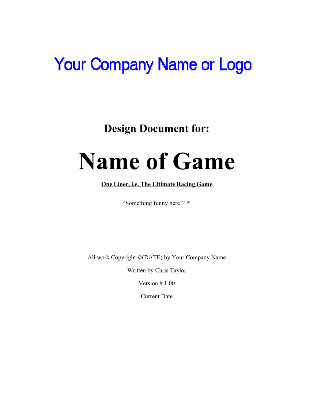 Chapter 6: Master Design Document Template s1