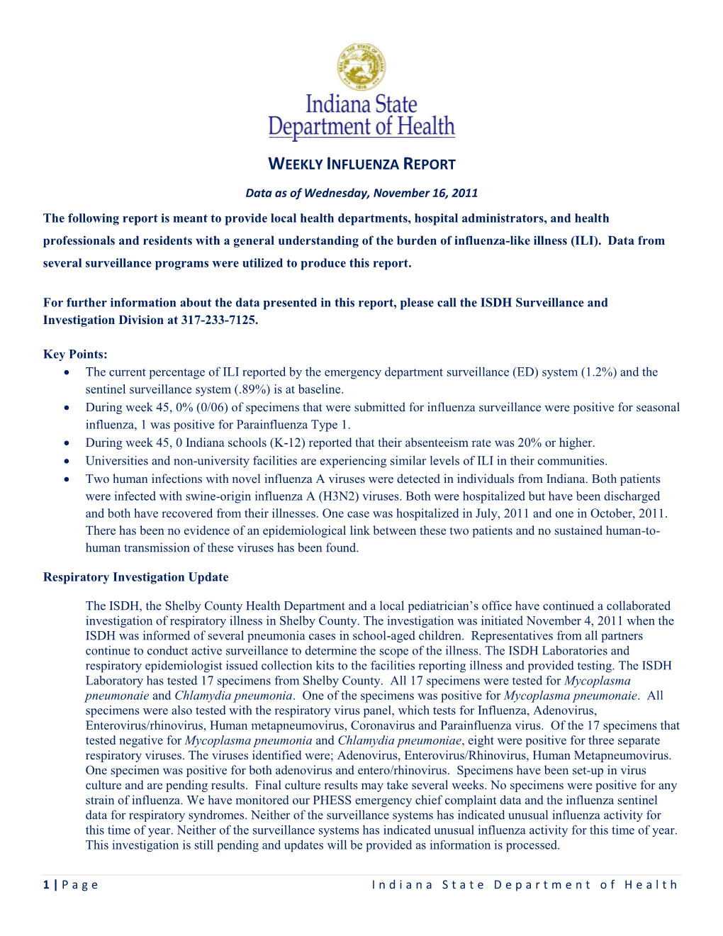 Weekly Influenza Report