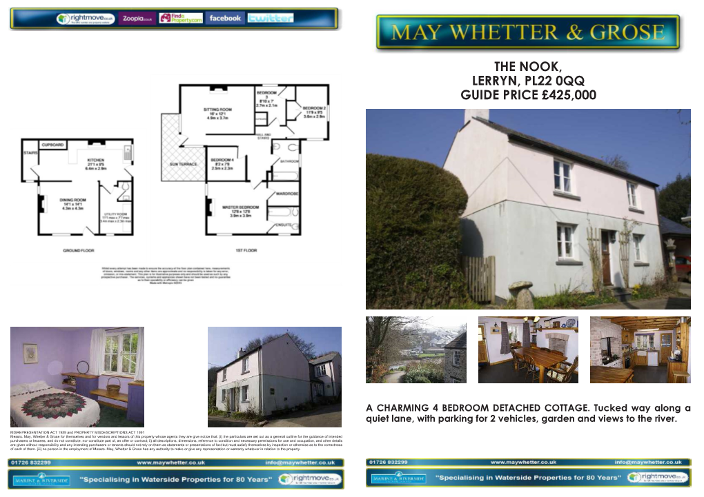 The Nook, Lerryn, Pl22 0Qq Guide Price £425,000