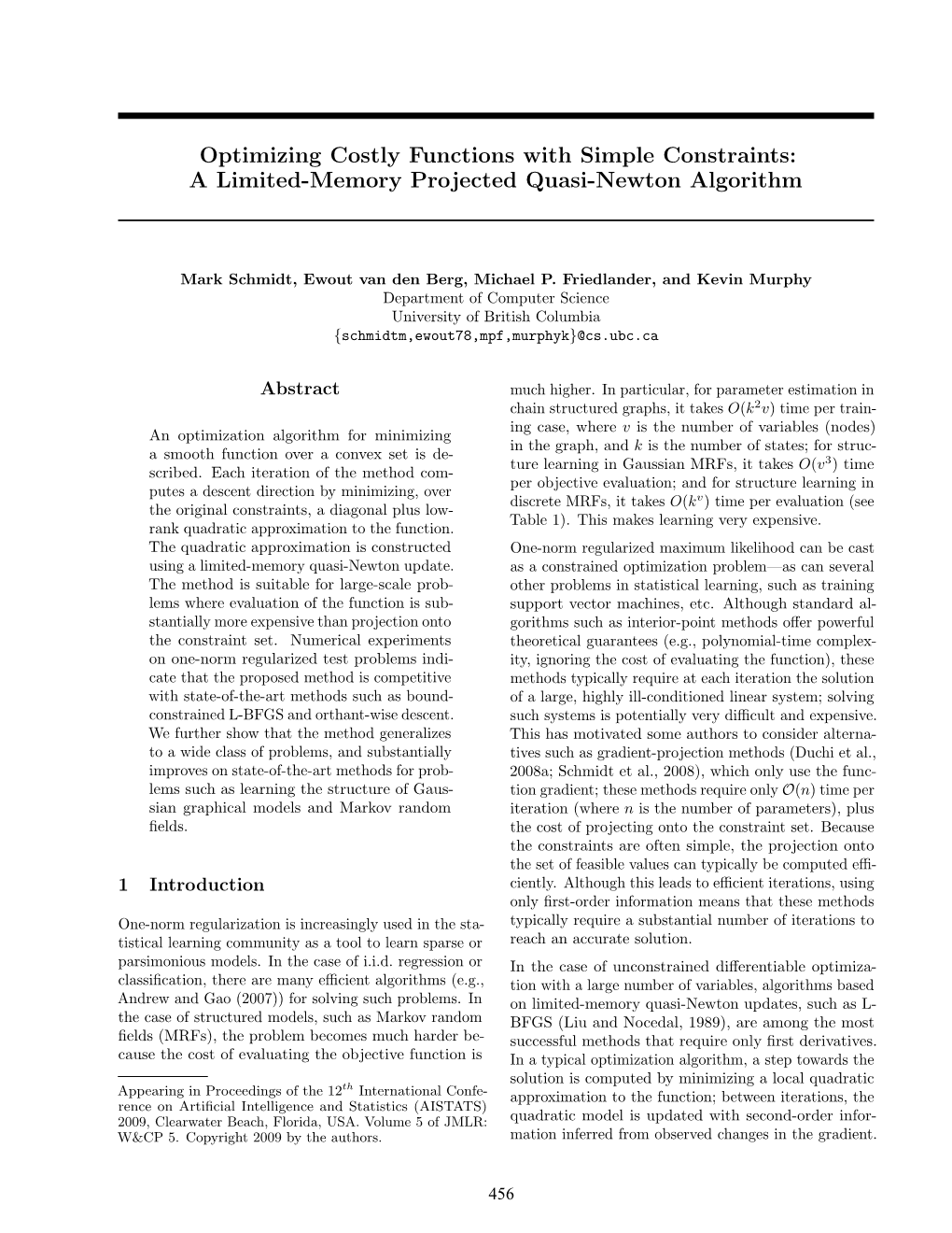 A Limited-Memory Projected Quasi-Newton Algorithm