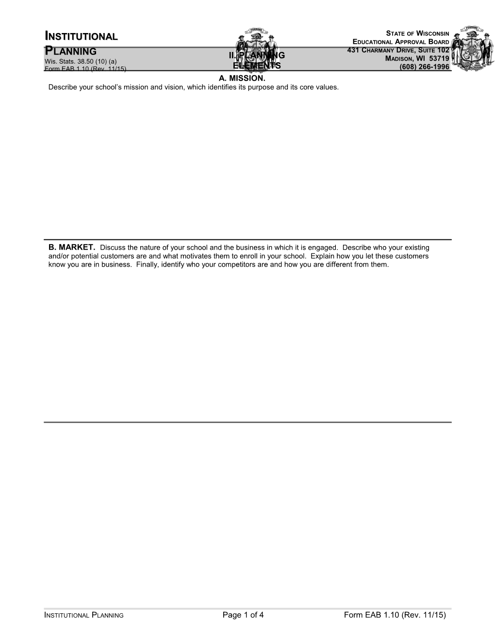 Institutional Planning Page 3 of 4 Form EAB 1.10 (Rev. 11/15)