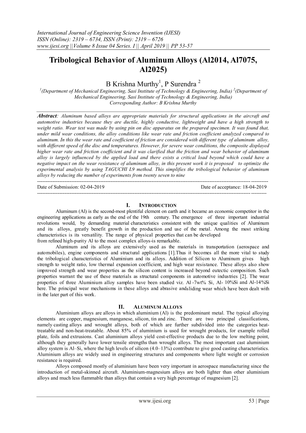 Tribological Behavior of Aluminum Alloys (Al2014, Al7075, Al2025)