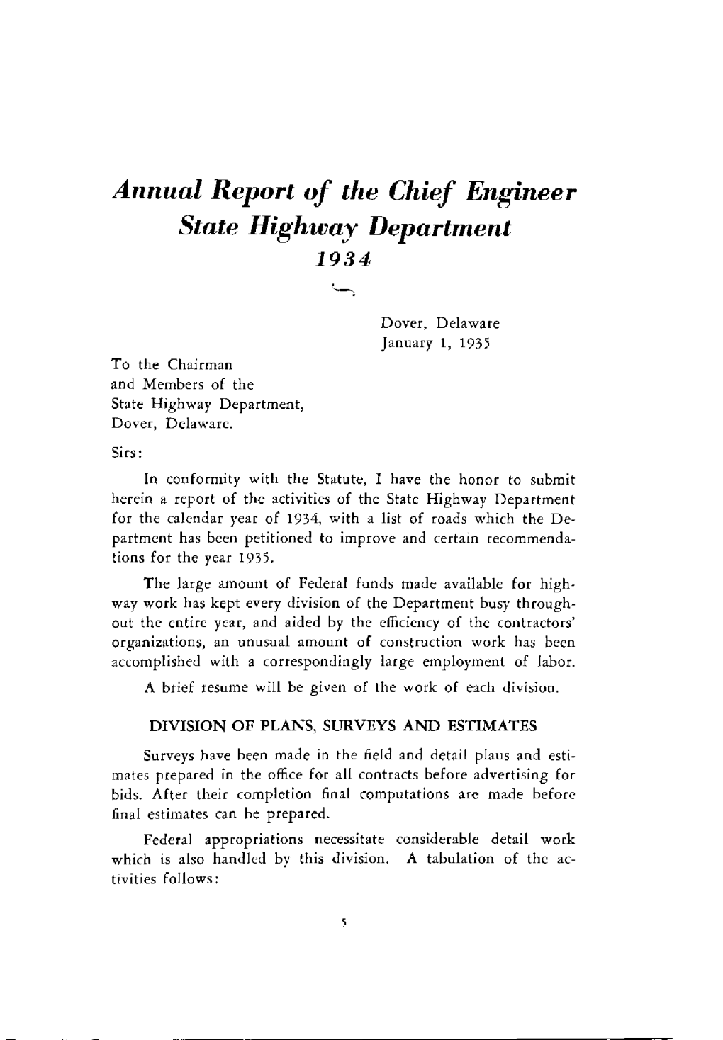Chief Engineer's Report