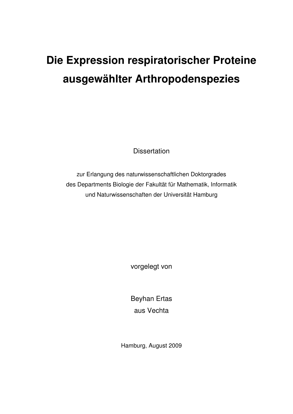 Die Expression Respiratorischer Proteine Ausgewählter