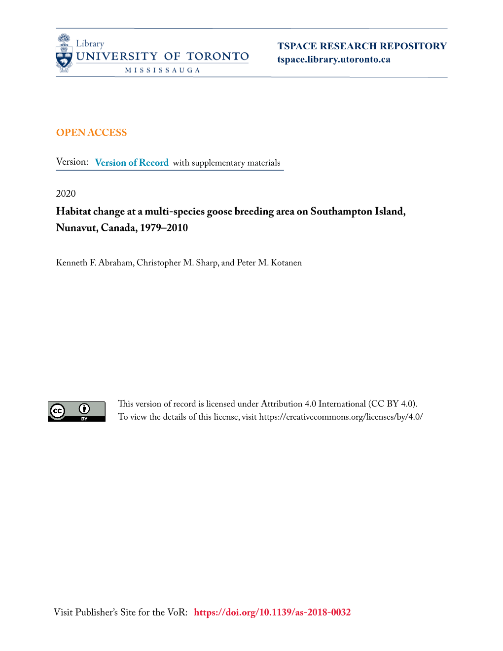 Habitat Change at a Multi-Species Goose Breeding Area on Southampton Island, Nunavut, Canada, 1979–2010